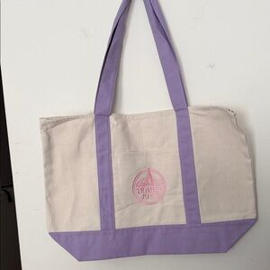 Lavender Trim Canvas Tote Bag